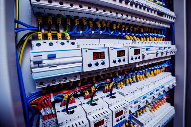 Circuit breakers and wiring in a distribution panel